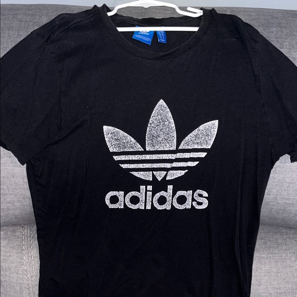 Adidas Black Tee with White Trefoil Logo